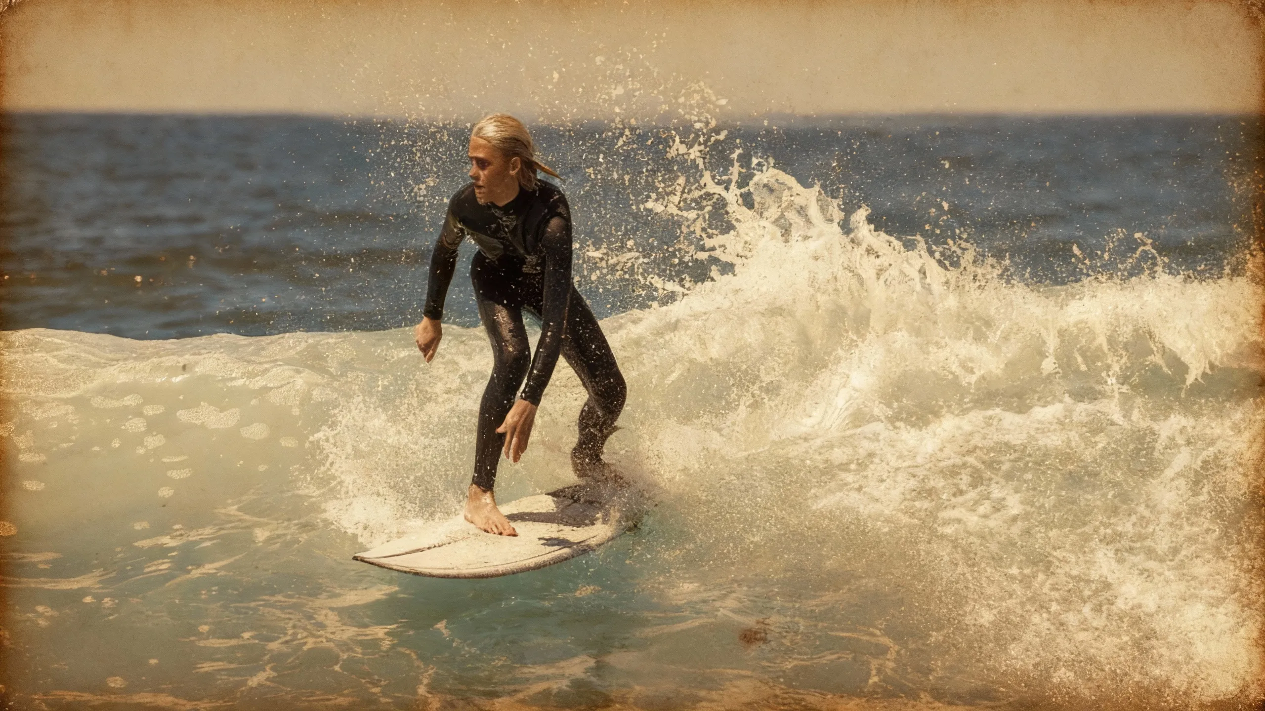 Vintage effect on a surfer picture