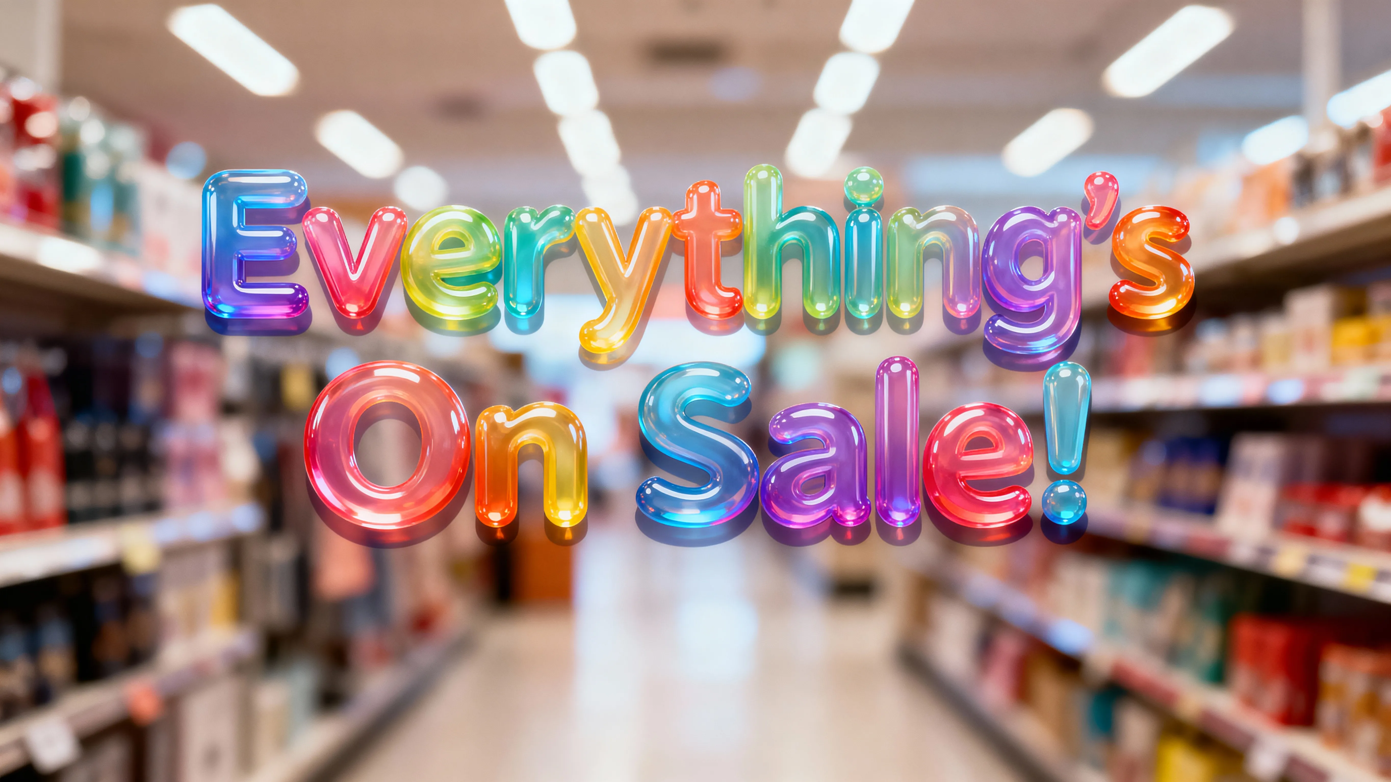 Everything's on sale ad campaign bubble font