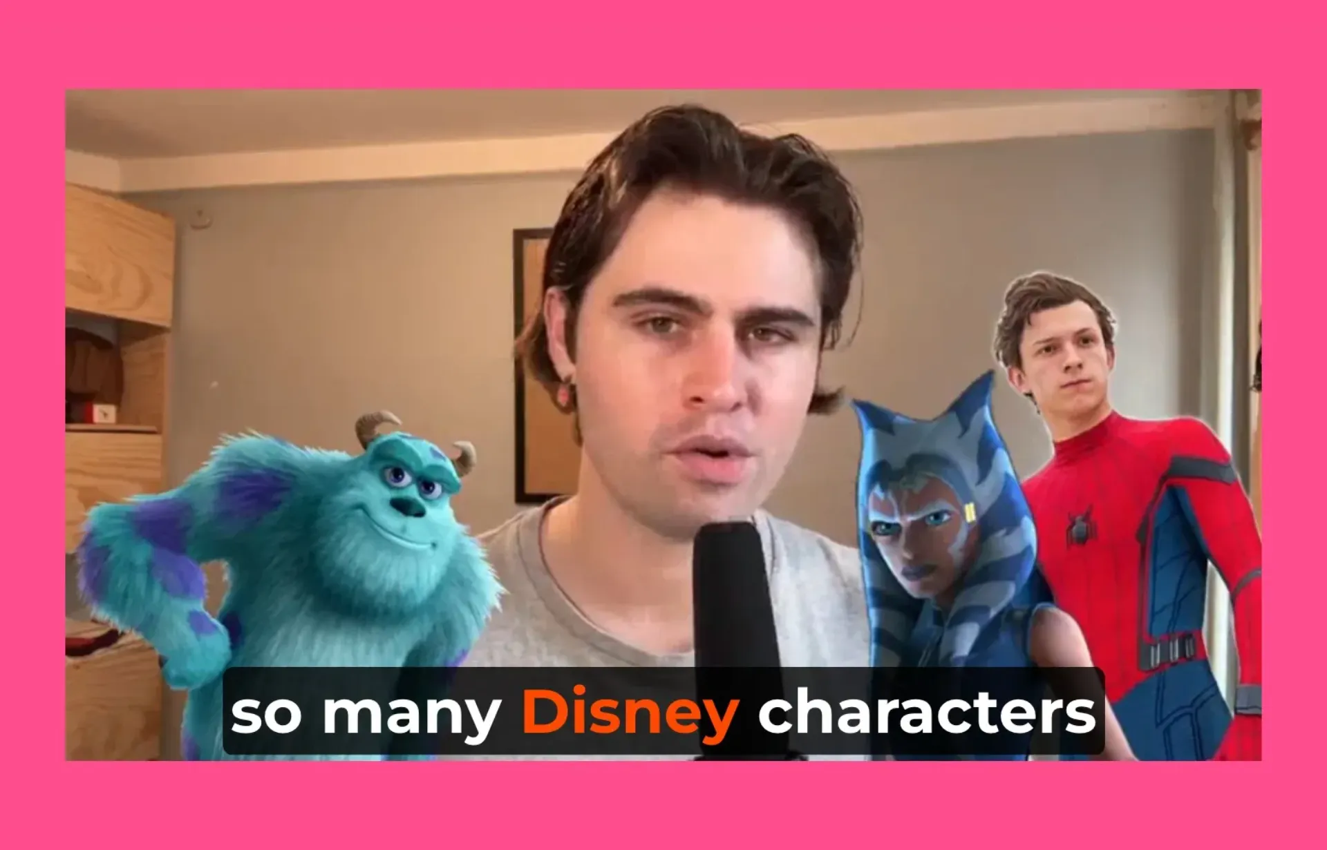 Disney B-roll overlay एक YouTube वीडियो पर जो Spiderman, Star Wars, और Monsters Inc दिखा रहा है.jpg