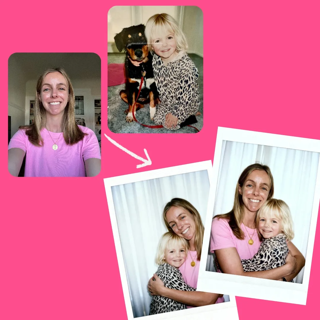 Hug your younger self AI Polaroid trend example