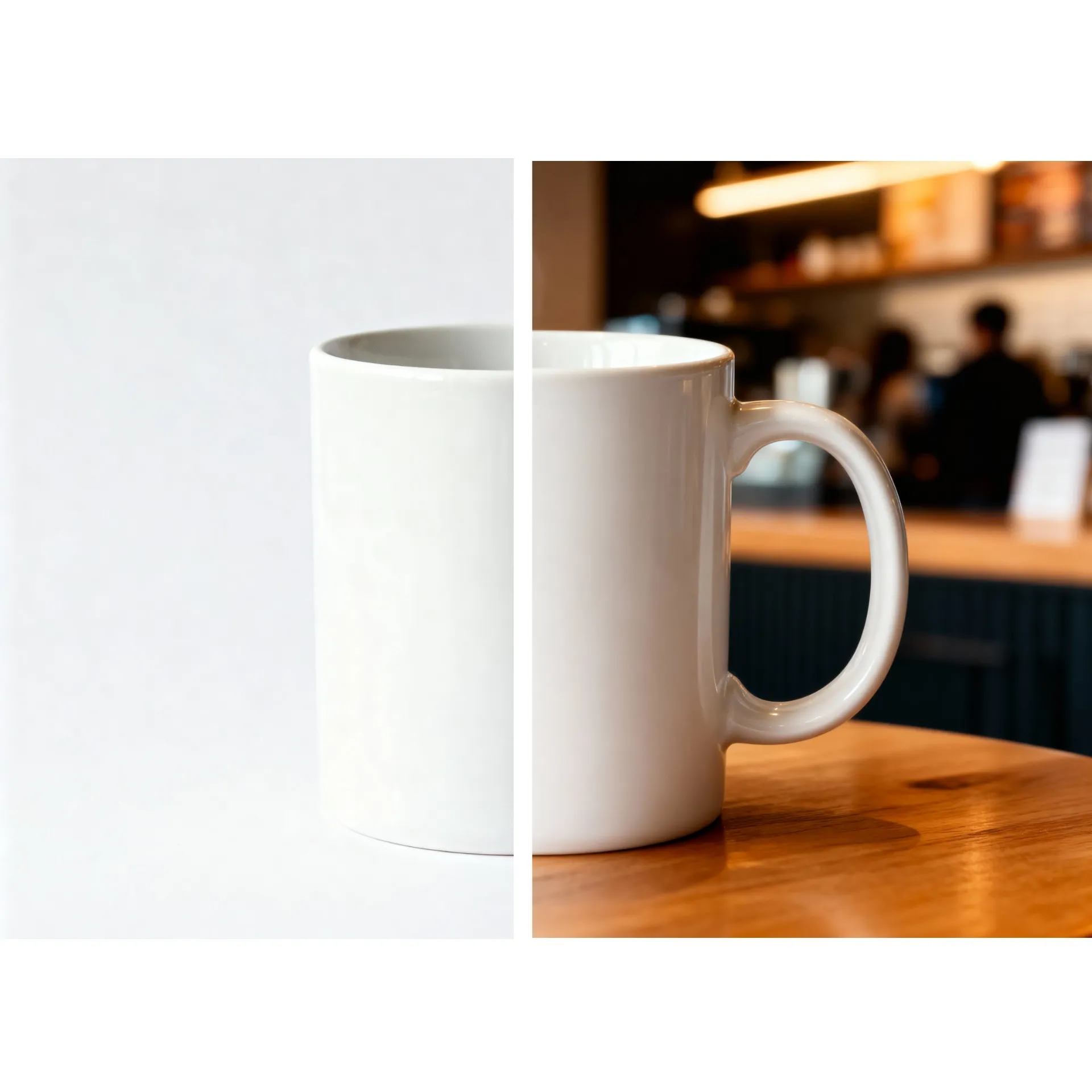 coffee cup with added cafe background