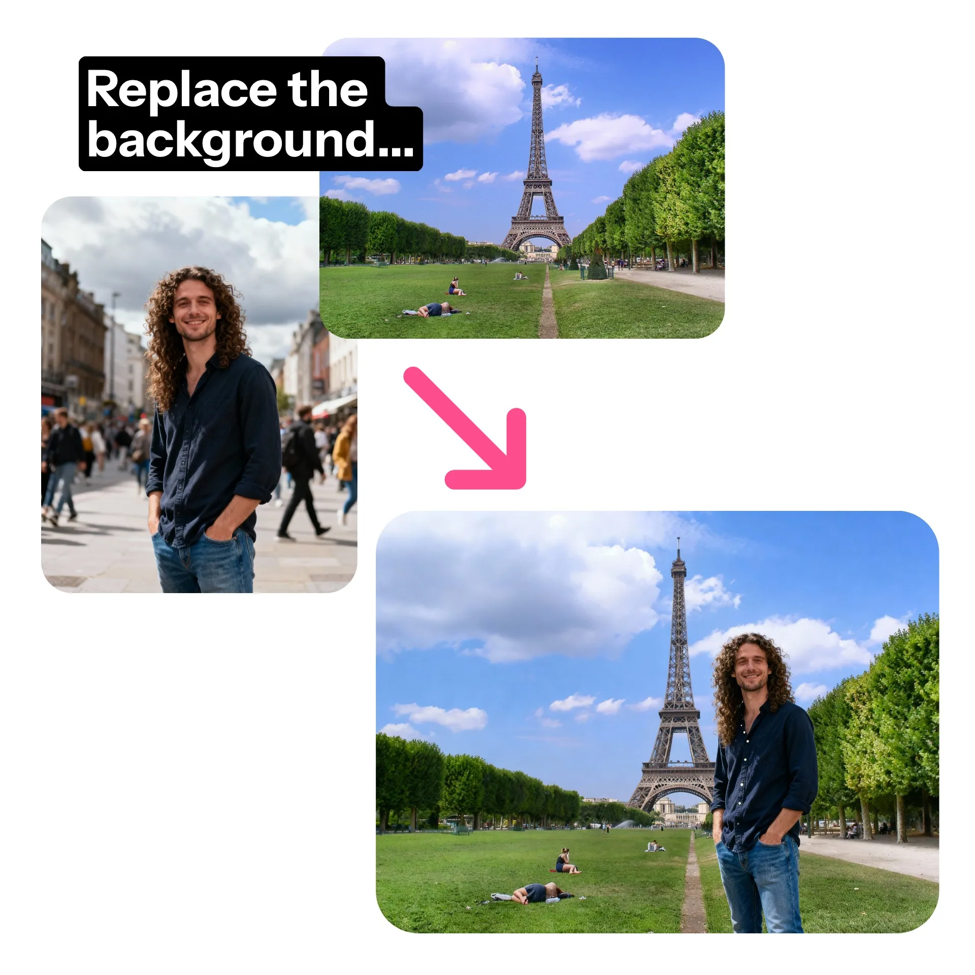 Replacing image background with Eiffel tower