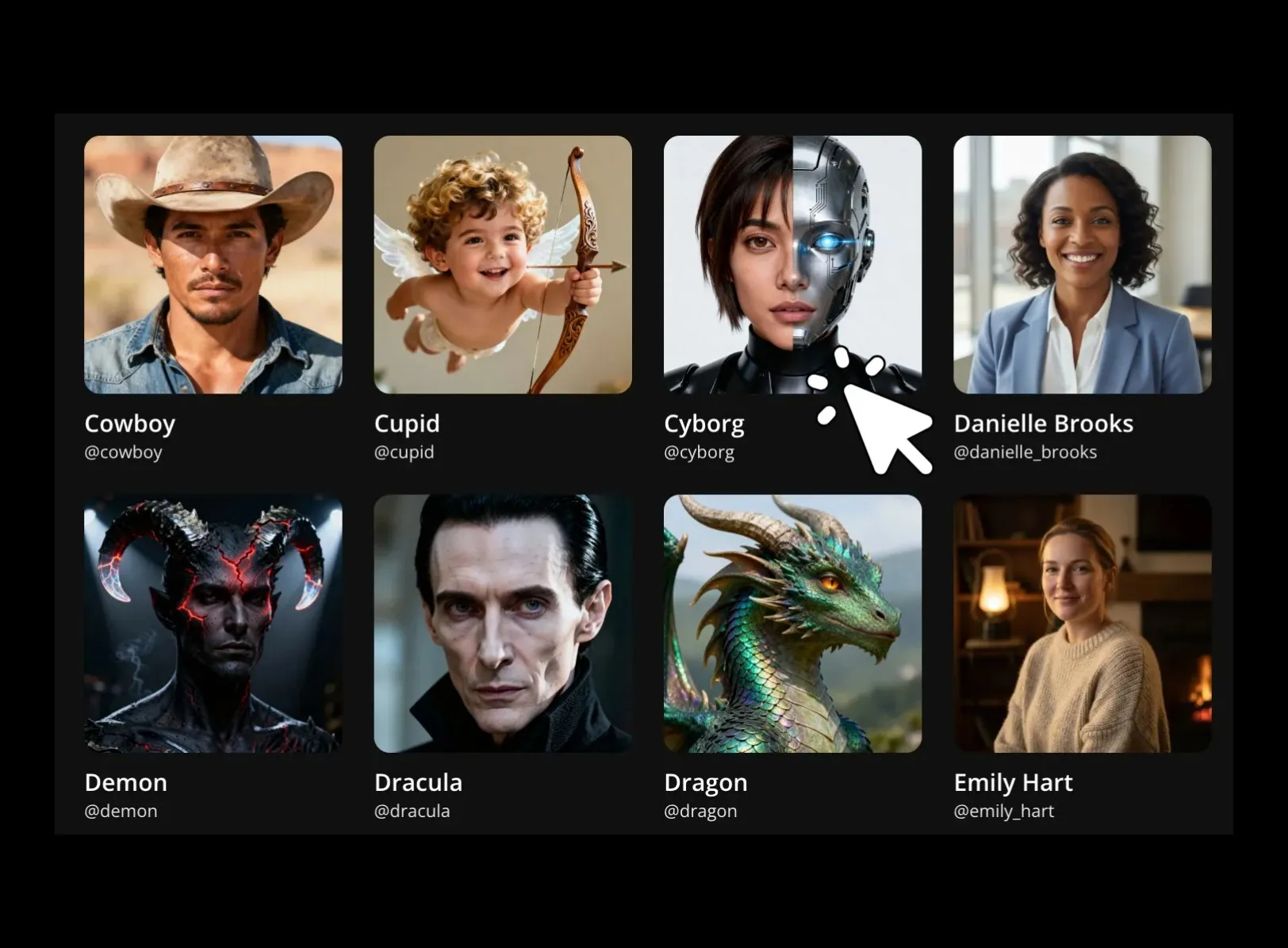 stock characters to choose from
