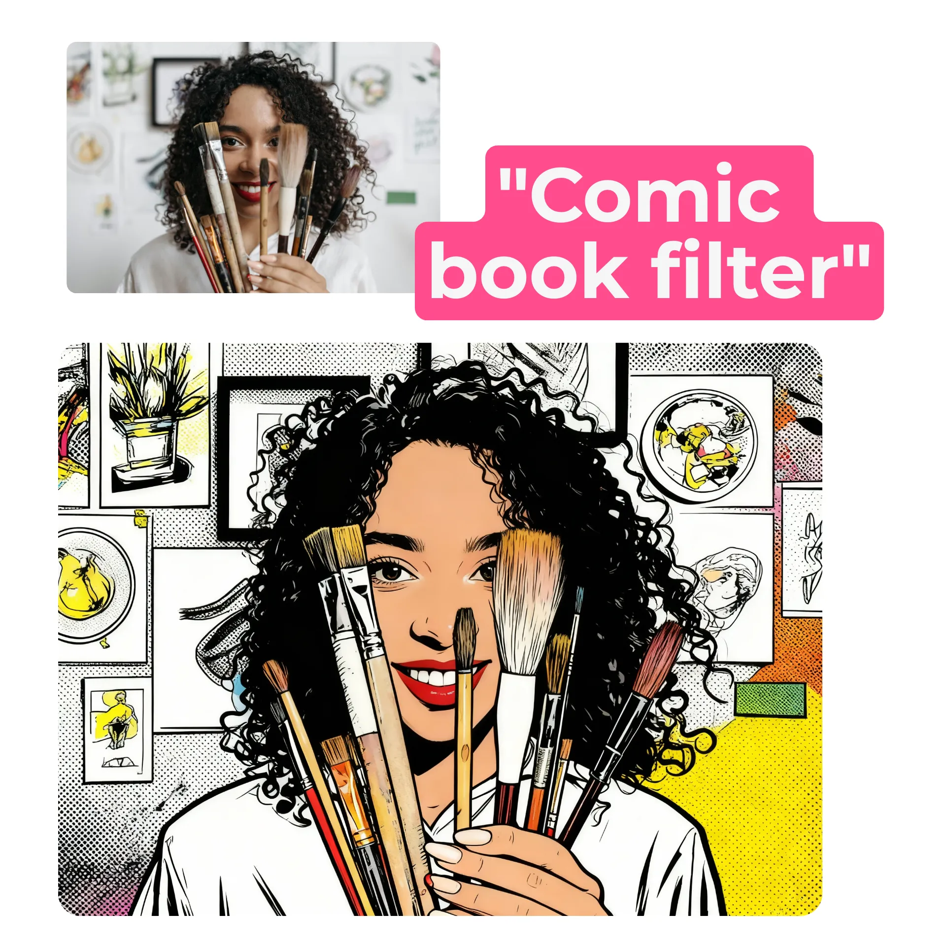 Applying a comic book filter to an image with AI