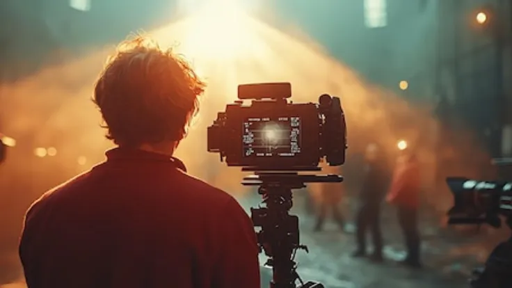 음악 공연을 촬영하는 카메라 크루