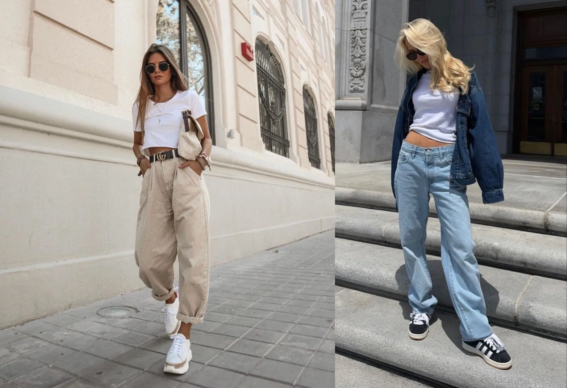 Dois looks estilosos lado a lado