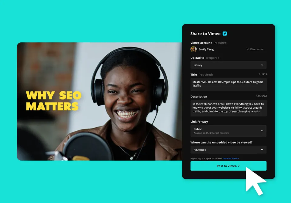 Vimeo + Kapwing Screenshot