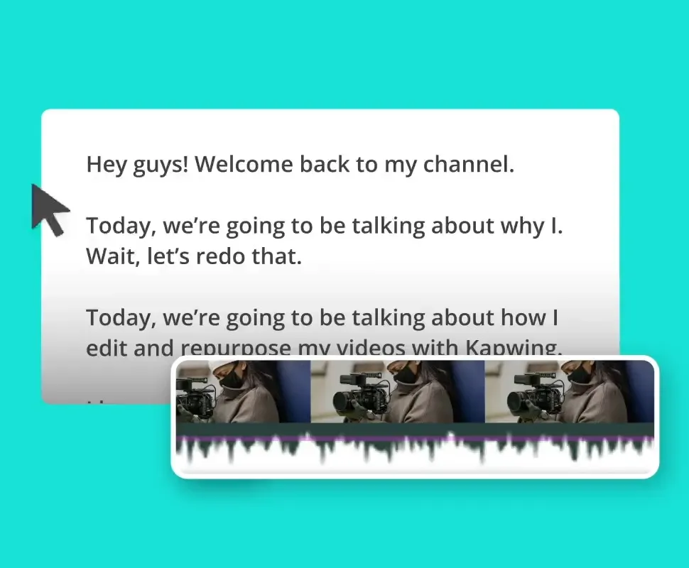 Kapwing: recortar vídeo desde la transcripción (Trim with Transcript)