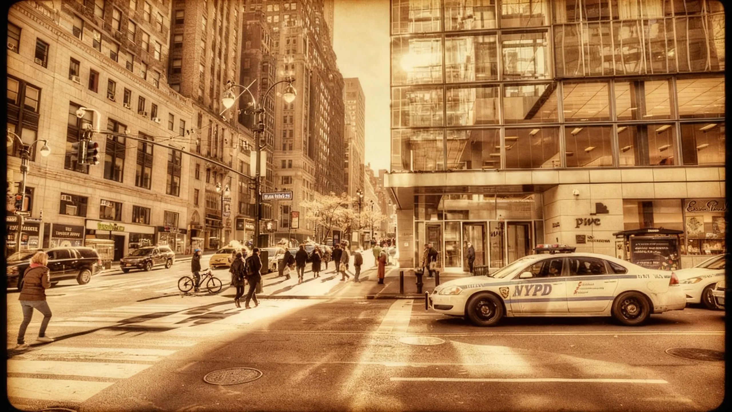 Antique sepia filter applied to a city picture