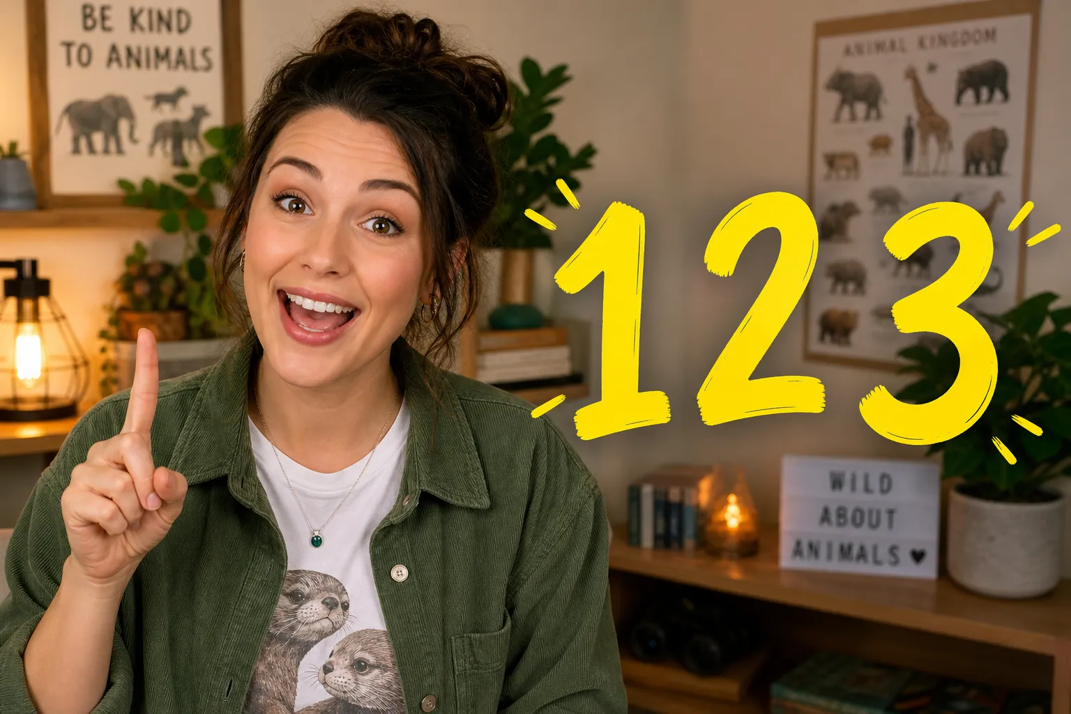 tiktok influencer describing animals in educational video with overlaid hand drawn numbers.png