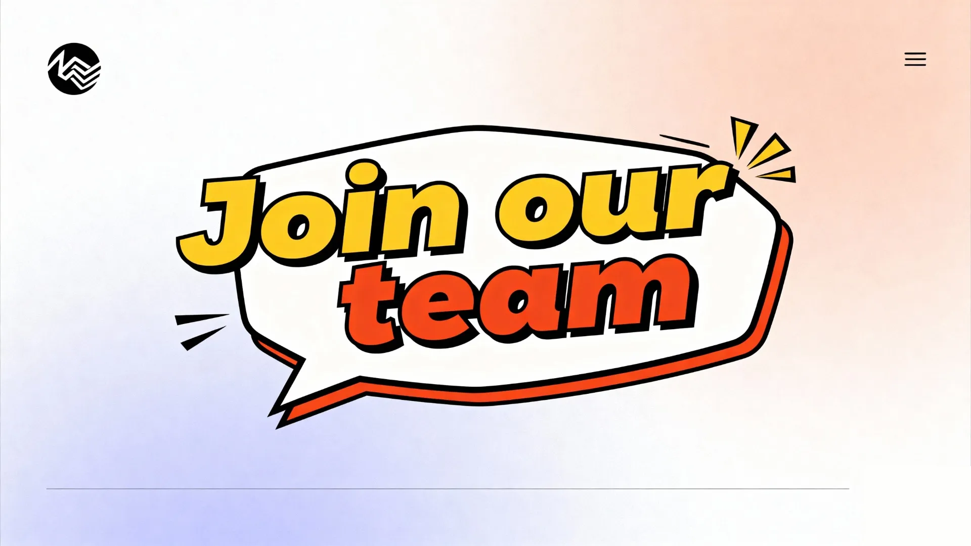 Join our team website custom speech bubble font