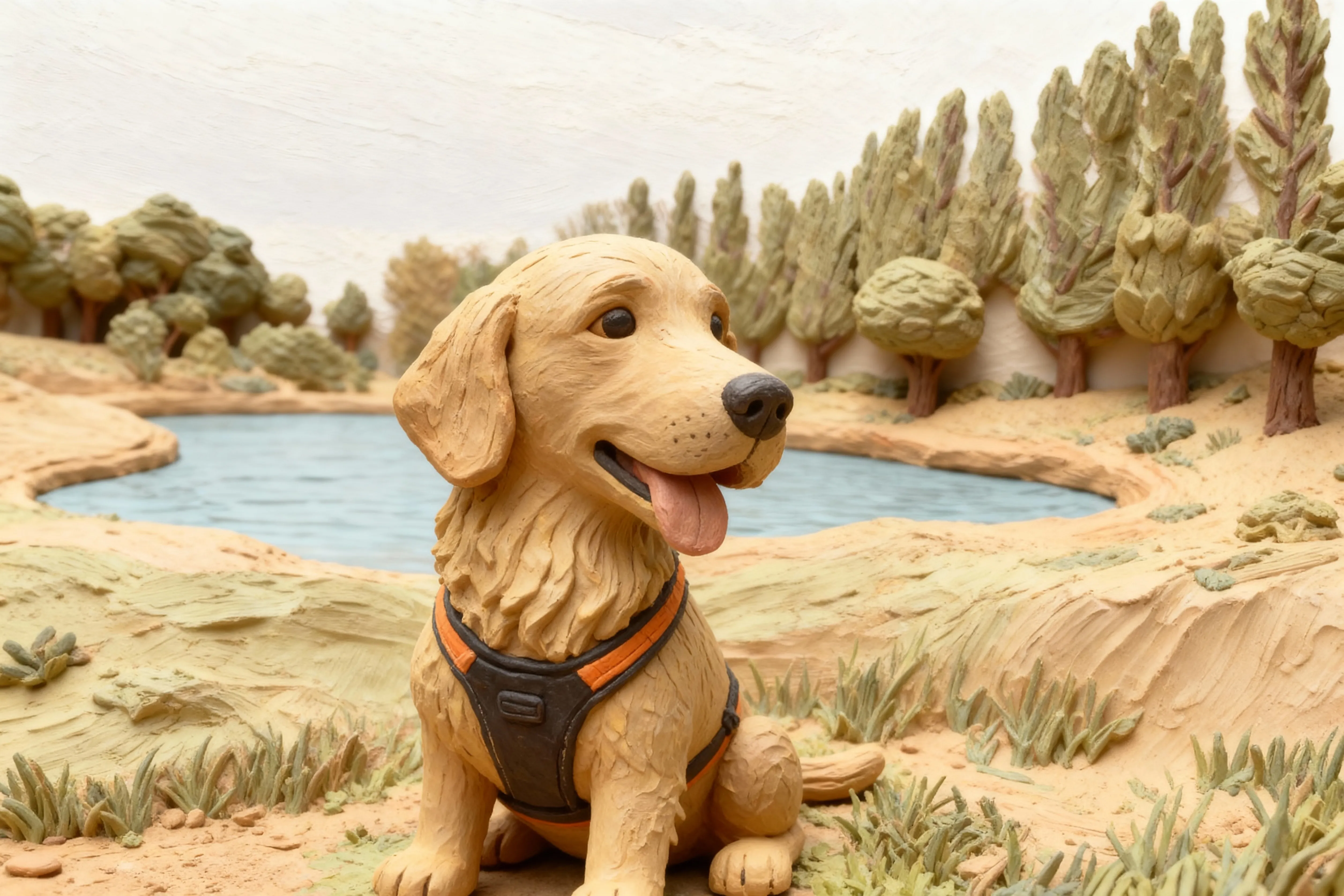 Turning a Golden Retriever image into clay