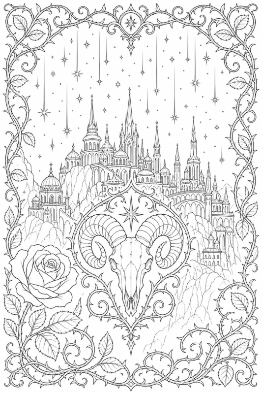 A Court of Thorn and Roses (Acotar) Inspired Coloring Book Page Template