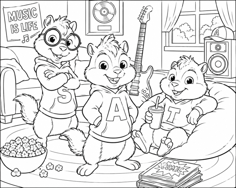 Alvin and the Chipmunks Coloring Page