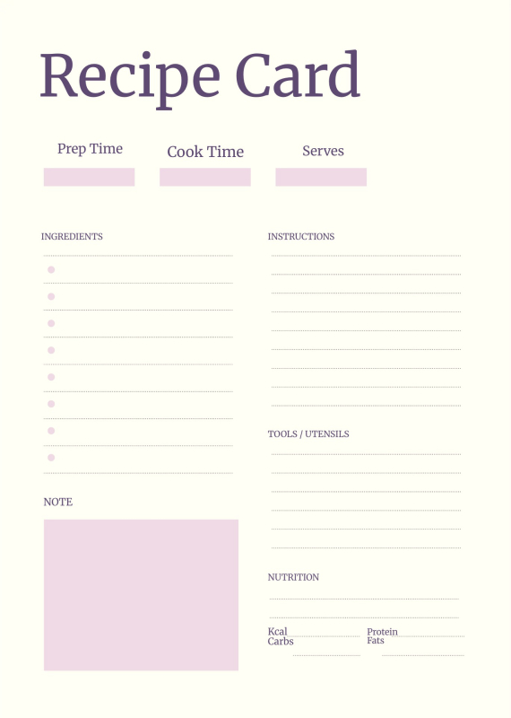 Blank Recipe Card Template