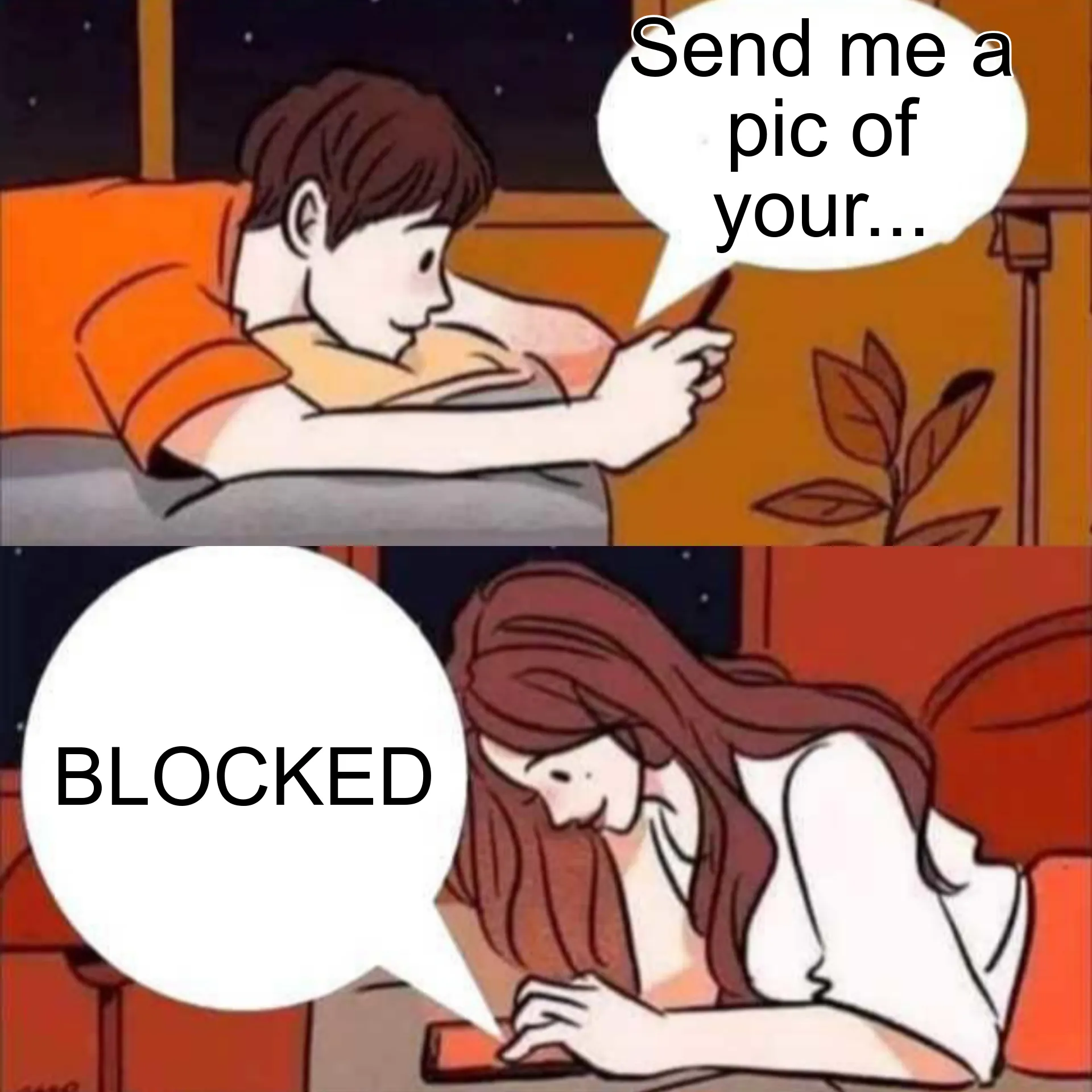 Boy Texting Girl Gets Blocked Meme Template — Kapwing