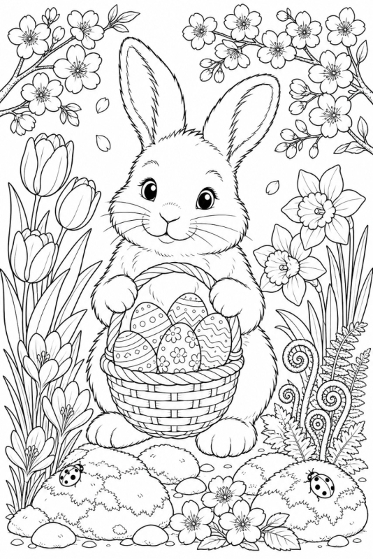 Easter Bunny Coloring Page Template