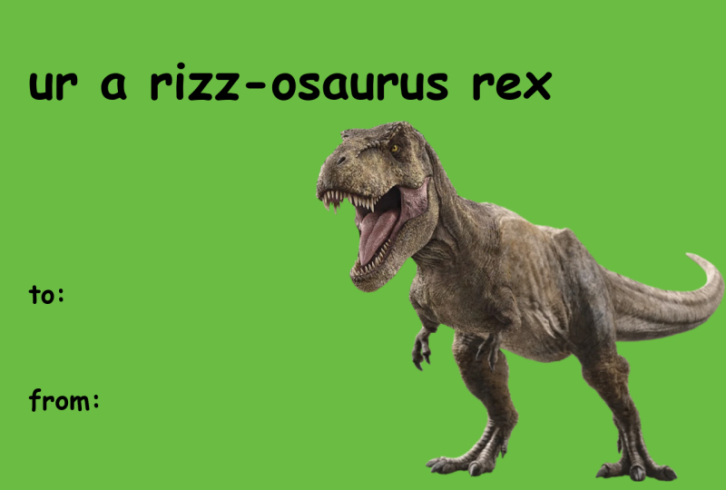 Funny Valentine’s Day Meme Card – “Rizz-osaurus Rex”
