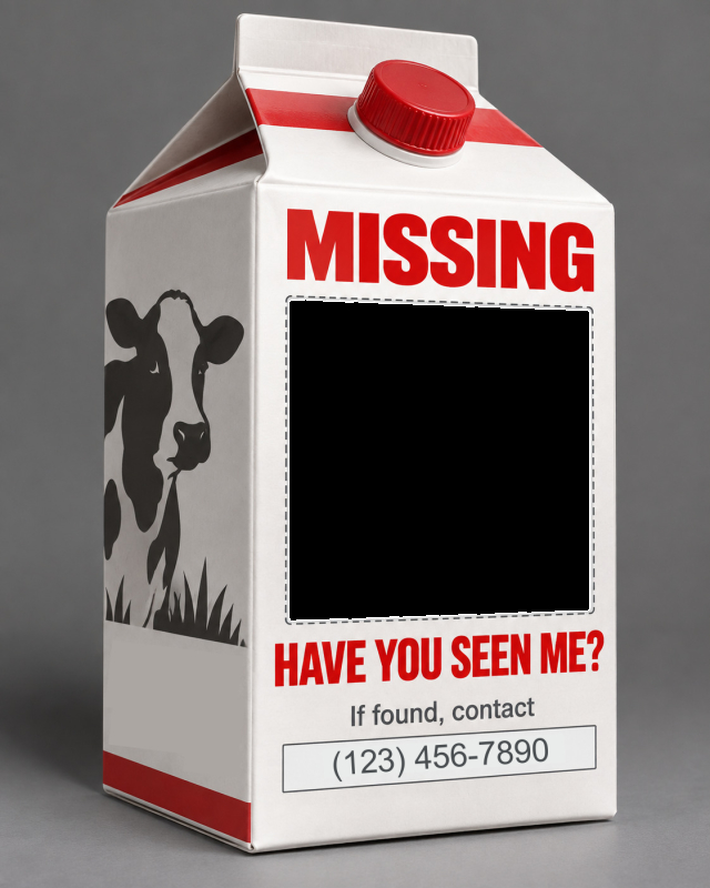 Have You Seen Me? Milk Carton Template