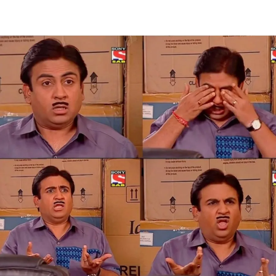 Jethalal Rubbing His Eyes Indian Meme Template — Kapwing, image size:900x900