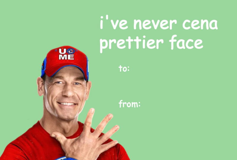 John Cena Valentine’s Day Meme Card – “I’ve Never Cena a Prettier Face”