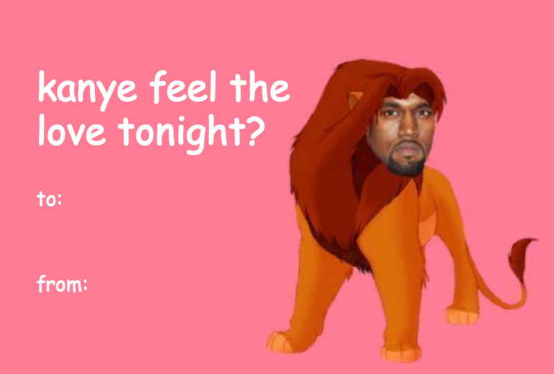Kanye West Valentine’s Day Meme Card – “Kanye Feel the Love Tonight”