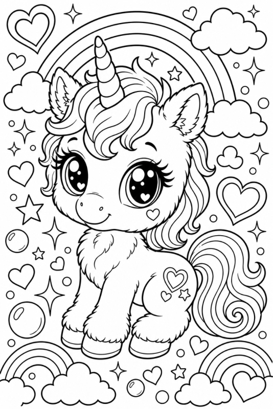 Lisa Frank Inspired Coloring Page Template