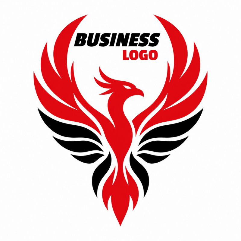 Modern Red and Black Phoenix Logo Template