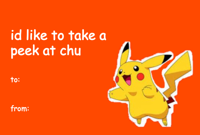 Pokémon Valentine’s Day Meme Card – “I’d Like to Take a Peek at Chu”