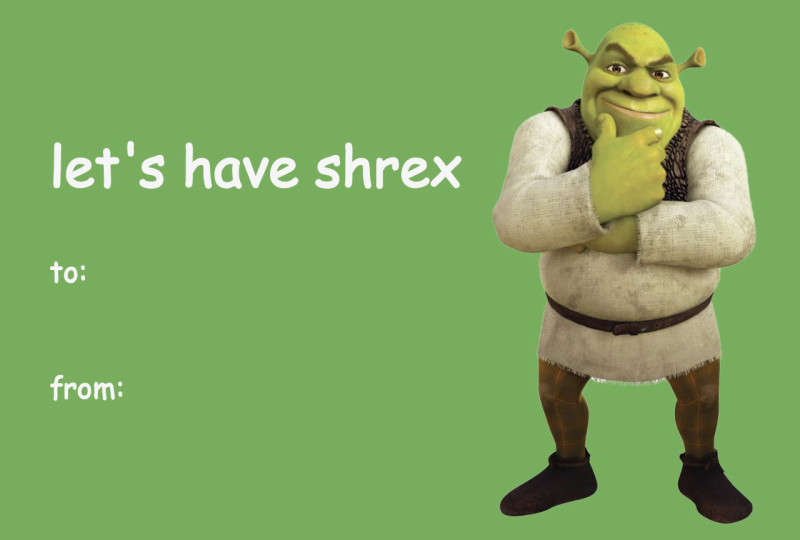 Shrek Valentine’s Day Meme Card – “Let’s Have Shrex”