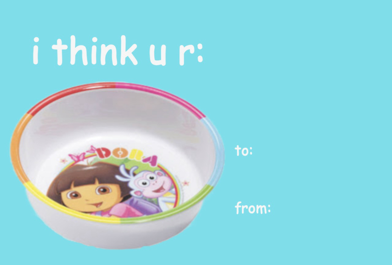 Valentine’s Day Pun Meme Card – “I Think U R a Dora Bowl