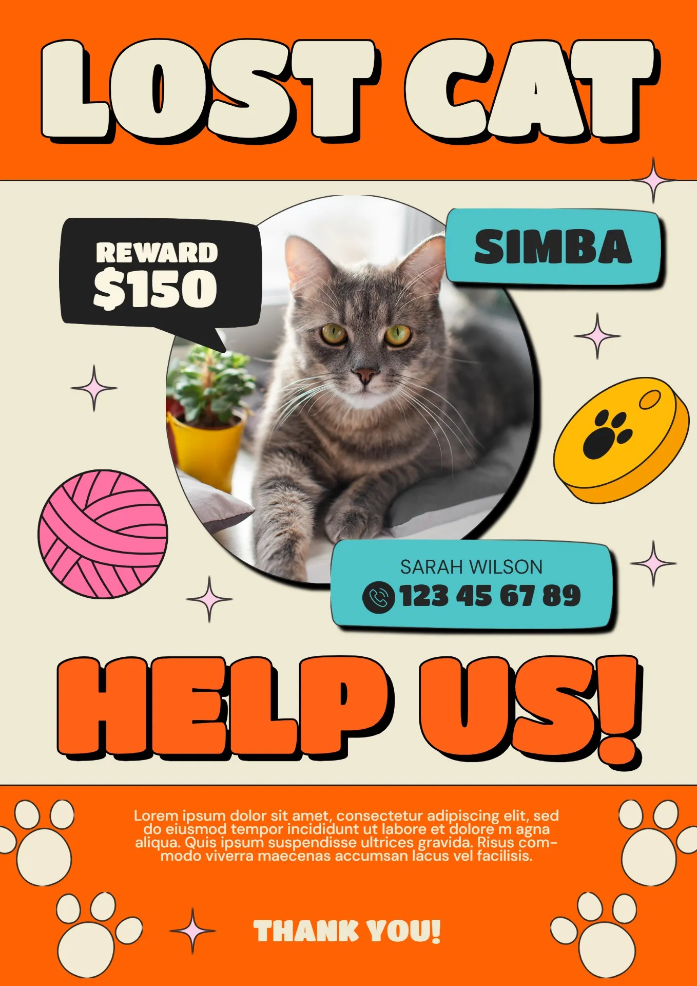 Missing Cat Poster Templates Customizable Missing Cat Poster Templates Customizable